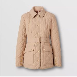 Burberry NEW Diamond Quilted Jacket in Soft Fawn Size US 8